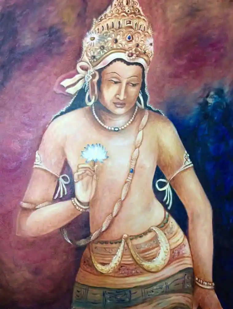 Padampani, Oil Painting, Realistic, Impressionism, Religious, Wall decor, Artwork, Handpainted, Art, Painting, VistaPallett